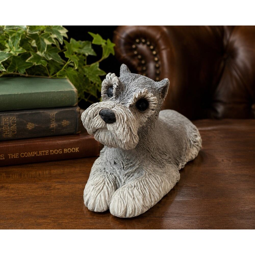 Sandicast Schnauzer Dog Sculpture Figurine Gray White Sandra Brue 1982 8”